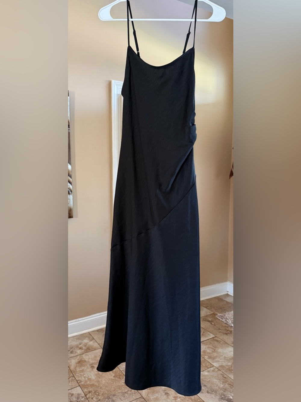 Sleek Black Maxi Slip Dress with Adjustable Straps